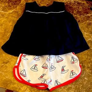 Beaufort Bonnet sailboat shorts and navy blue shirt